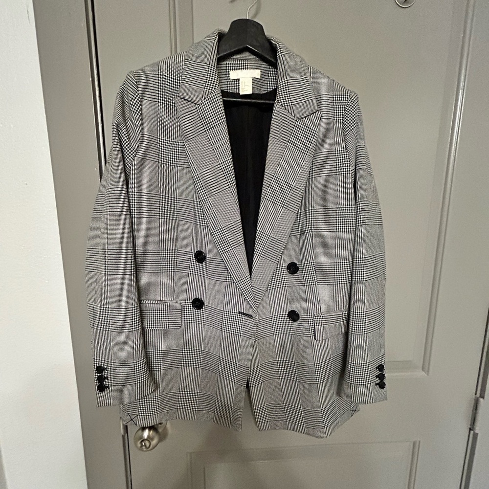 H&M herringbone/plaid blazer
